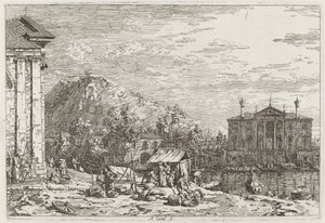 El Mercado en Dolo [abajo a la izquierda], c. 1735-1746 de Canaletto