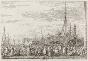 El mercado en el Molo [arriba a la izquierda], c. 1735-1746 de Canaletto
