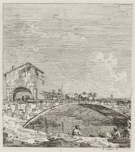 El Carro Pasando sobre un Puente, c. 1735-1746 de Canaletto