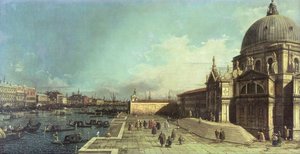 La entrada al Gran Canal, Venecia con la Iglesia de Santa Maria della Salute de Giovanni Antonio Canal