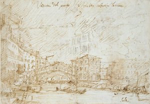 Venecia: El Puente de Rialto, mediados del siglo XVIII de Canaletto