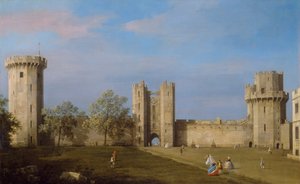 Castillo de Warwick, frente este desde el patio exterior, 1752 de Giovanni Antonio Canal