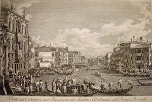 Fiesta del agua en el Gran Canal de Venecia. Palazzo Balbi, construido en el siglo XVI, en primer plano a la izquierda.