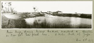 Río Auja, mostrando Khirbet Hadrah, 3 de diciembre de 1917 de Capt. Arthur Rhodes