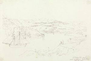 Saint Dogmaels desde Cardigan en el Teifi, 8 de septiembre de 1847 de Capt. Thomas Hastings