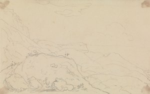 Boceto de acantilado y colinas cerca de la orilla de Capt. Thomas Hastings
