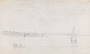 Boceto de Cowes, Isla de Wight, desde el Solent de Capt. Thomas Hastings