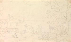 Boceto de casas cerca de la orilla, Isla de Wight de Capt. Thomas Hastings