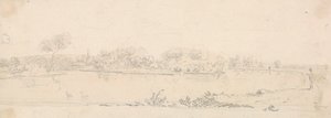 Boceto de un paisaje al otro lado del agua