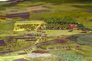 Diorama de la Batalla de Waterloo mostrando las tropas posicionadas a las 19:45 hrs el 18 de junio de 1815 (detalle)