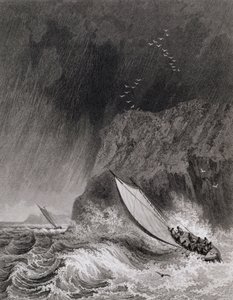 Los botes frente a la Isla Walden en una tormenta de nieve, 12 de agosto de 1827, del Diario de un Tercer Viaje para el Descubrimiento de un Paso del Noroeste desde el Atlántico hasta el Pacífico realizado en los años 1824-25 de Captain George Francis Lyon