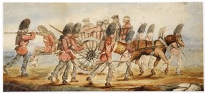 Los heridos siendo transportados desde el campo de Inkermann