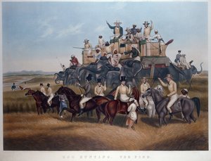Caza de Jabalíes: El Hallazgo, grabado y pub. por Messrs Fores, c.1840 de Captain John (after) Platt