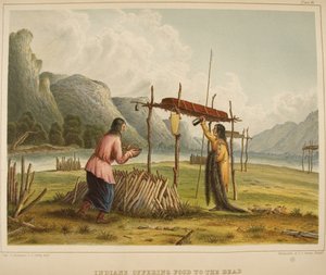 Los indios ofrecen comida a los muertos de Captain Seth Eastman