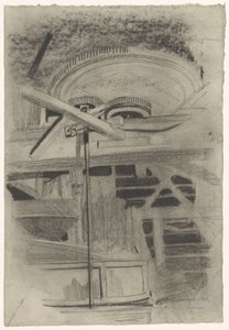 Parte de una máquina con tres engranajes de Carel Adolph Lion Cachet