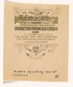 Huldeblijk an Jacob van Geuns de Carel Adolph Lion Cachet