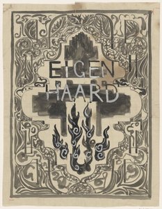 Diseño de la portada de Eigen Haard de Carel Adolph Lion Cachet