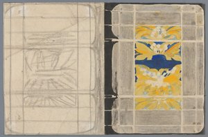 Entwurf für einen Buchumschlag mit Blumenmotiv de Carel Adolph Lion Cachet