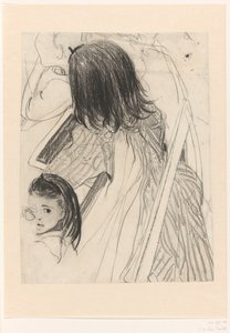 Hoja de dibujo con una colegiala sentada de Carel Adolph Lion Cachet