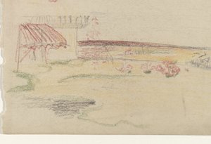 Jardín detrás de una casa con toldo de Carel Adolph Lion Cachet