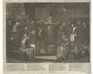 Cuaakersvergadering Quaakers Vergadering. Fronti Nulla Fides. La reunión de los cuáqueros. (título en el objeto) de Carel Allard