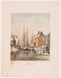 Canal congelado en Groningen Der Aa. (del Hoornsche Diep) (título del objeto) de Carel Christiaan Antony Last
