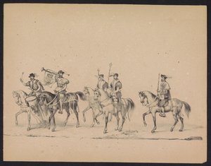 Mascarada de los estudiantes de Utrecht, 1846 (lámina 13) Representación de la procesión disfrazada, que representa la procesión de Felipe II, Príncipe de España, en Utrecht, el 3 de octubre de 1549, celebrada el 17 de junio de 1846, por S.S. Estudiantes d de Carel Christiaan Antony Last