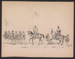 Mascarada de los estudiantes de Utrecht, 1846 (Lámina 2) Representación de la procesión disfrazada, que representa la procesión de Felipe II, Príncipe de España, en Utrecht, el 3 de octubre de 1549, celebrada el 17 de junio de 1846, por S.S. Estudiantes de de Carel Christiaan Antony Last