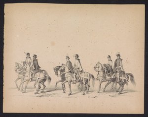 Mascarada de los estudiantes de Utrecht, 1846 (lámina 5) Representación de la procesión disfrazada, que representa la procesión de Felipe II, Príncipe de España, en Utrecht, el 3 de octubre de 1549, celebrada el 17 de junio de 1846, por S.S. Estudiantes de de Carel Christiaan Antony Last