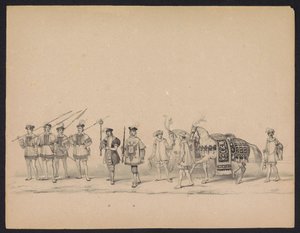 Mascarada de los estudiantes de Utrecht, 1846 (Lámina 7) Representación de la procesión disfrazada, que representa la procesión de Felipe II, Príncipe de España, en Utrecht, el 3 de octubre de 1549, celebrada el 17 de junio de 1846, por S.S. Estudiantes de