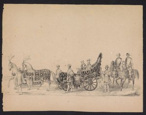 Mascarada de los estudiantes de Utrecht, 1846 (Lámina 8) Representación de la procesión disfrazada, que representa la procesión de Felipe II, Príncipe de España, en Utrecht, el 3 de octubre de 1549, celebrada el 17 de junio de 1846, por S.S. Estudiantes de de Carel Christiaan Antony Last