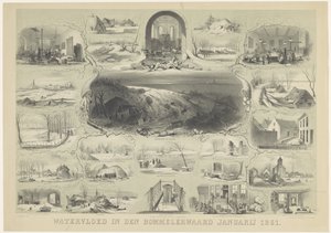 Inundación en den Bommelerwaard, enero de 1861 (título sobre el objeto) de Carel Christiaan Antony Last