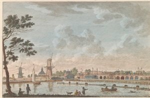 Gezicht op de Hogesluis, ca. 1790 Hooge Amstel Sluis te Amsterdam / High bridge, llamado hoog sluis - anteriormente llamado Lovers