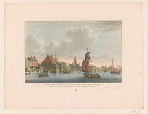Vista del pueblo de West-Zaandam visto a través del agua
El Binnen-Zaan hacia la iglesia de West-Zaandam / Vue de West-Zaandam sur le binnen-Zaan (título en el objeto) de Carel Frederik Bendorp (I)