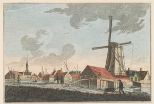 Nieuwendam, alrededor de 1790 Nieuwendam. Al oeste, se puede ver desde el Meerdijk (título sobre el objeto) de Carel Frederik Bendorp (I)