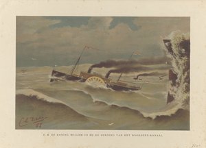 Barco Willem III en la inauguración del Canal del Mar del Norte, 1876
S.M. el Rey Guillermo III en la inauguración del Canal del Mar del Norte (título en el objeto) de Carel Lodewijk Dake