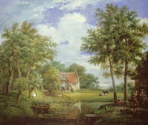 Escena de una granja holandesa de Carel Lodewijk Hansen