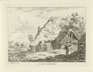 carro para una granja Te Eext en Drenthe (título sobre el objeto) Paisajes (1-6) (título de la serie) de Carel Lodewijk Hansen