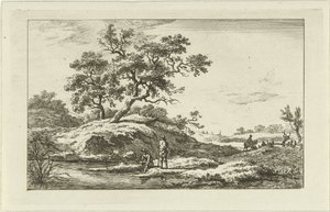 Viajeros en el paseo marítimo Paisajes (a-f) (título de la serie) de Carel Lodewijk Hansen