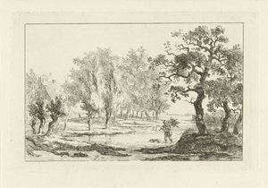 Paisaje fluvial con un recolector de madera. de Carel Lodewijk Hansen