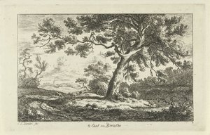 pastor descansando Te Eext en Drenthe (título sobre el objeto) Paisajes (a-f) (título de la serie) de Carel Lodewijk Hansen