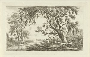 Pescador en un paisaje de río Paisajes (a-f) (título de la serie) de Carel Lodewijk Hansen