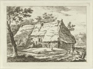 Mujer con niño en una granja Paisajes (1-6) (título de la serie) de Carel Lodewijk Hansen