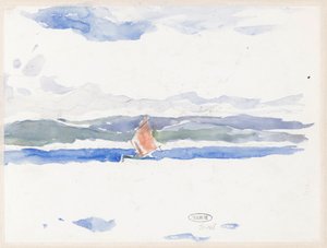 Vista al mar con barco (?) de Carel Nicolaas Storm van 