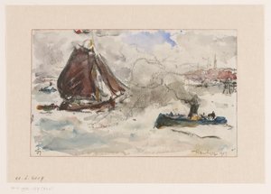 Aguas agitadas frente al puerto de Hamburgo de Carel Nicolaas Storm van 