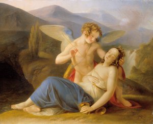 Psique se despierta del desmayo por la flecha de Cupido de Carl Agricola