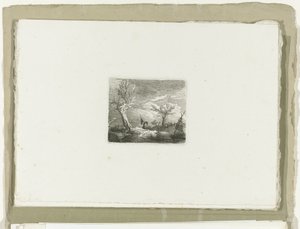 Hombre con red de recogida en una tormenta eléctrica
Dieciséis paisajes (título de la serie) de Carl August Lebschee