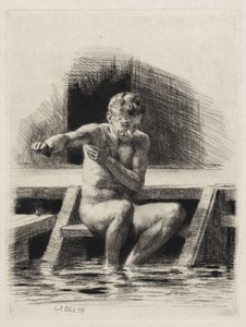 El hombre bañándose