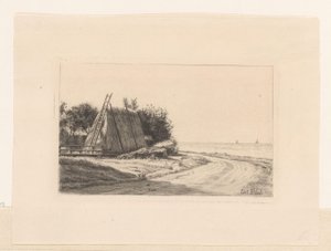 Pajar por camino rural de Carl Bloch