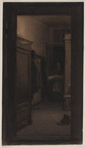 Niña llevando una bandeja a la entrada de Carl Bloch